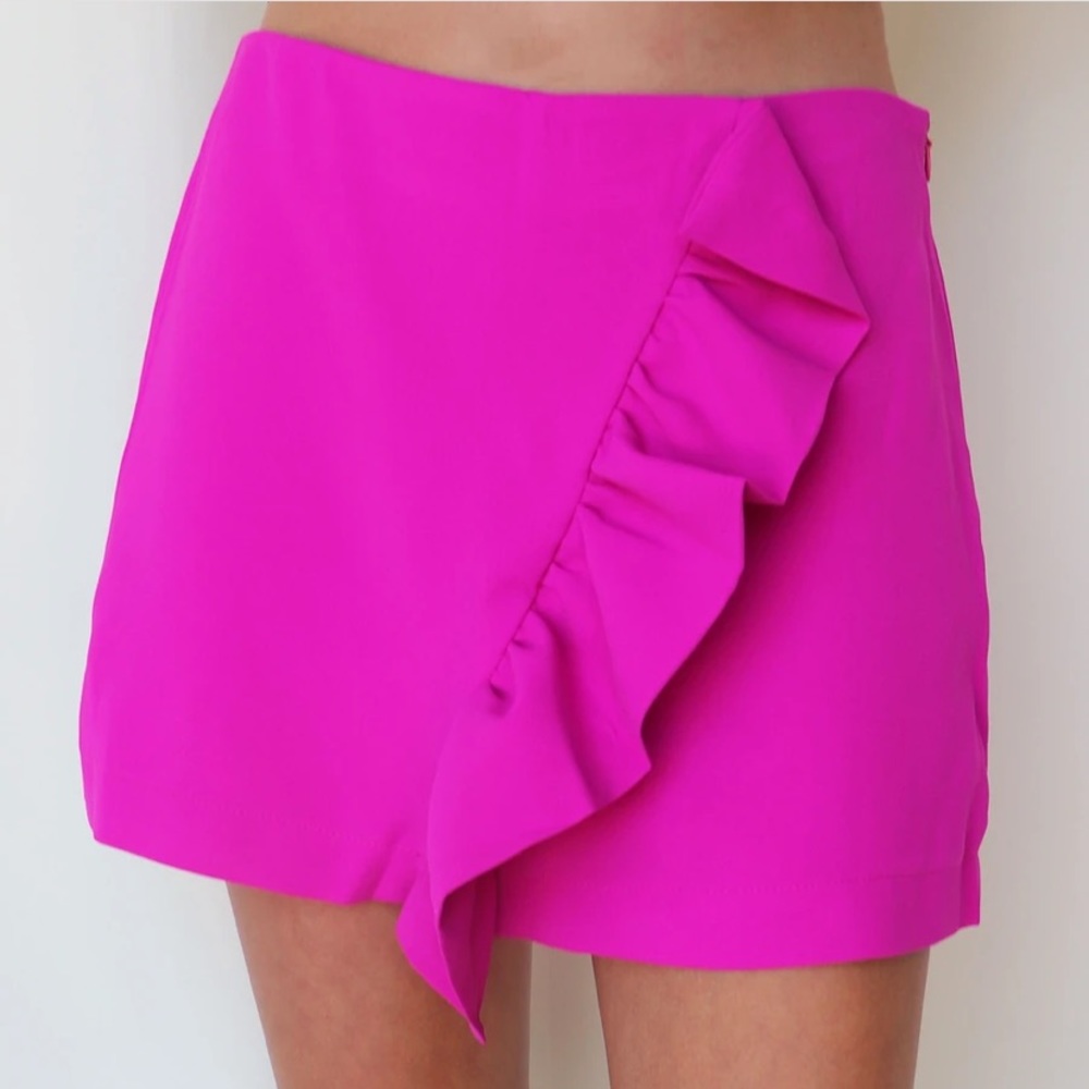 hot pink mimi ruffle skort